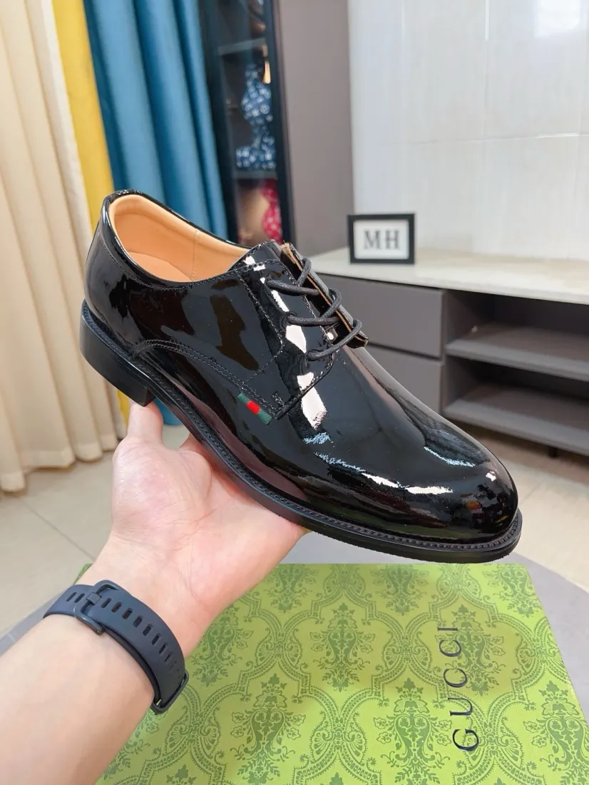 Men's Men's Shoes 💰520🌹🌹【GUCCI】The most popular classic Gucci leather shoes. Synchronized with the official website, the upper is made of Italian first-layer cowhide ➕cowhide lining, with unique brand and unique craftsmanship. Highlighting the hot style of the new year. Stop hesitating, stop wandering, get it now. Number: 38--44